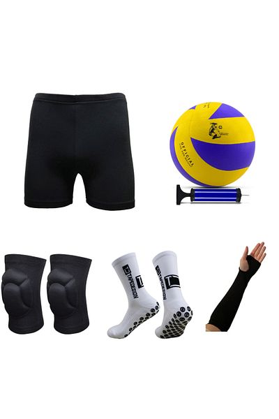 parypary Women's Volleyball Tights Knee Pad Ellik Silicone Base Socks Volleyball Ball (Include Pump) Set