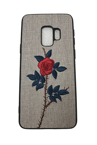 OEM Husă compatibilă cu Samsung Galaxy S9, Trandafir brodat pe imitație de pi...