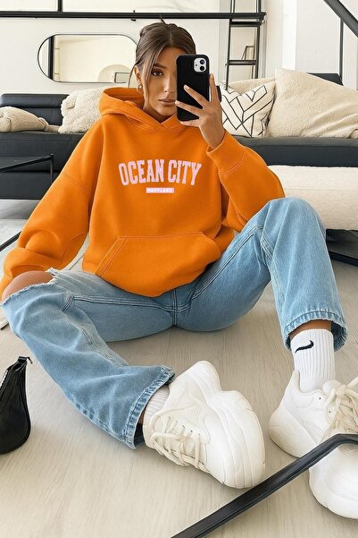 DM DOLCE MORE Hanorac din bumbac pieptănat cu 3 fire, imprimat OCEAN CITY