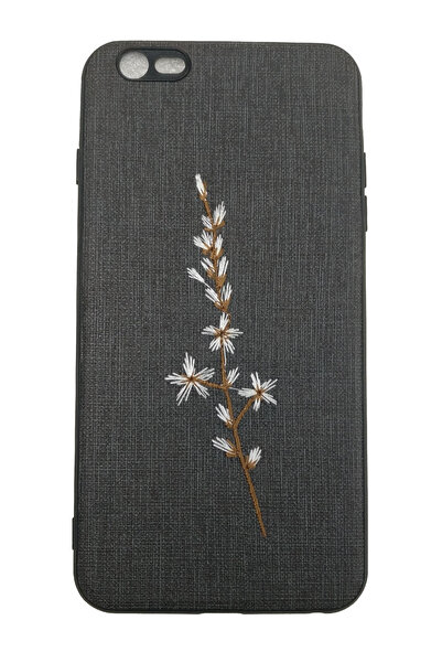 OEM Θήκη συμβατή με iPhone 6 Plus, Κλαδιά και λουλούδια, κεντημένα σε απομίμη...