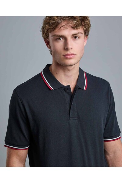 R&B Contrast Tipping Polo T-Shirt with Short Sleeves