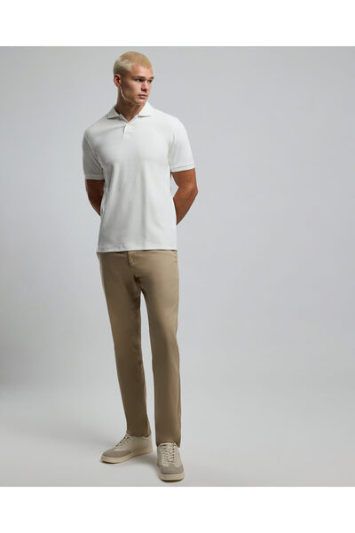 R&B Ribbed Polo T-Shirt with Short Sleeves