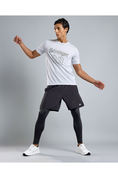 R&B Printed Active T-Shirt with Crew Neck and Short Sleeves