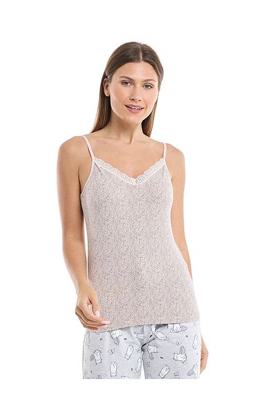 R&B Printed Camisole with Lace Trim