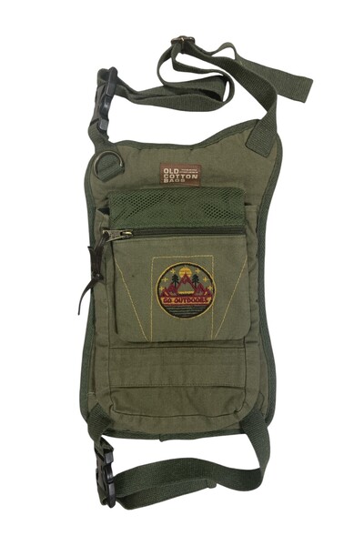 Old Cotton Vintage Shabby Cotton Design Motor Treekking Waist Leg Daily Large Freeback Bag 21 cm X 40 cm