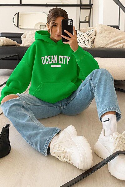 DM DOLCE MORE Hanorac din bumbac pieptănat cu 3 fire, imprimat OCEAN CITY