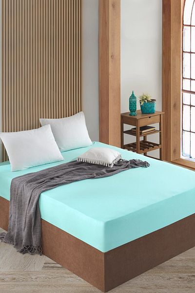 MERTİM Solid Color Fitted Sheet Without Elastic for Battal and Large Beds 240X260 cm