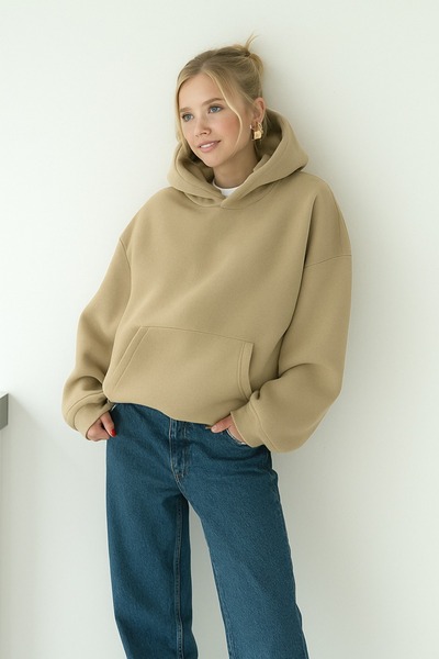 DM DOLCE MORE سترة نسائية من القطن الممشط بثلاثة خيوط بلون واحد