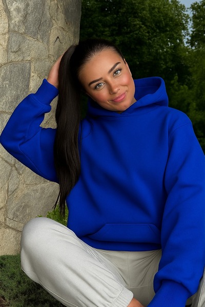 DM DOLCE MORE سترة رياضية بلون واحد للجنسين مصنوعة من القطن الممشط بثلاث خيوط