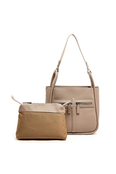 R&B Textured Shoulder Bag with Pouch