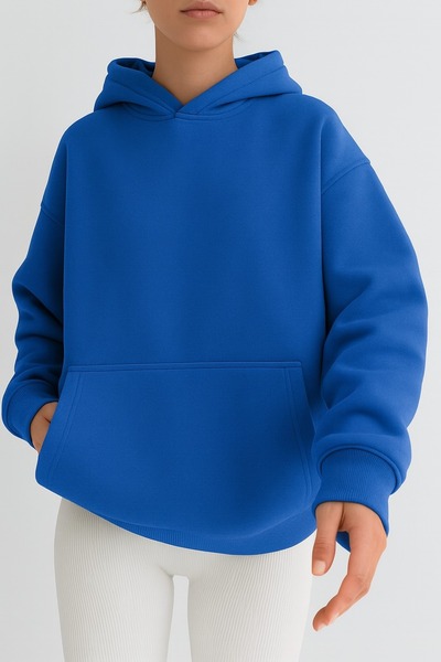 E-ROMA سترة رياضية بلون واحد مصنوعة من القطن الممشط بثلاث خيوط للجنسين