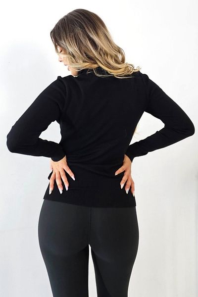FashionForYou Women's blouse PATY Roll, cashmere and wool with soft and dense texture, Black, Size S/M