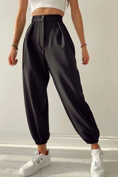 FashionForYou Tomas high-waisted wide-leg flared trousers, Black, 36