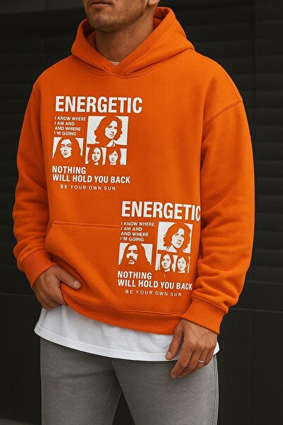 E-ROMA Sweatshirt cu imprimeu energetic din bumbac pieptănat cu 3 fire