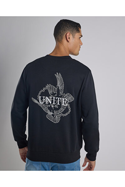 R&B Printed Sweatshirt with Crew Neck and Long Sleeves