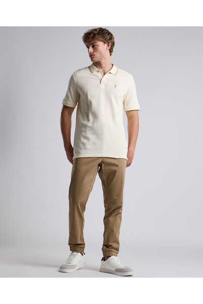 R&B Contrast Trim Polo T-Shirt with Shirt Collar and Short Sleeves
