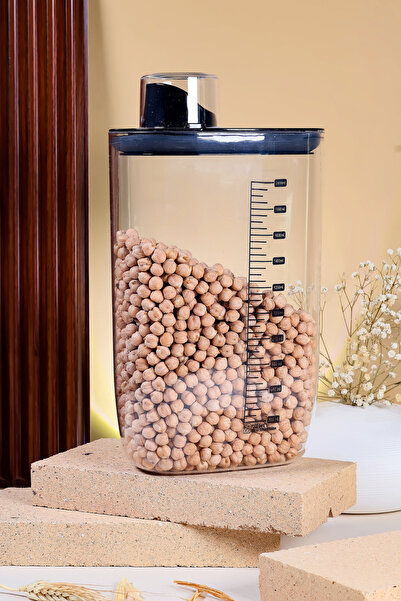 Poomy 2000 ml Scale Airproof Vacuum Food and Pulses Storage Container Black