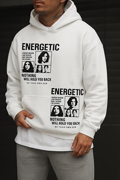 E-ROMA Sweatshirt cu imprimeu energetic din bumbac pieptănat cu 3 fire