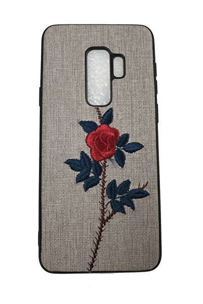 OEM Husă compatibilă cu Samsung Galaxy S9 Plus, Trandafir brodat pe imitație ...