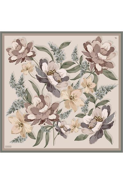 Armine Silk Scarf 2026 Winter - 9414-04 Beige Brown Green Sura