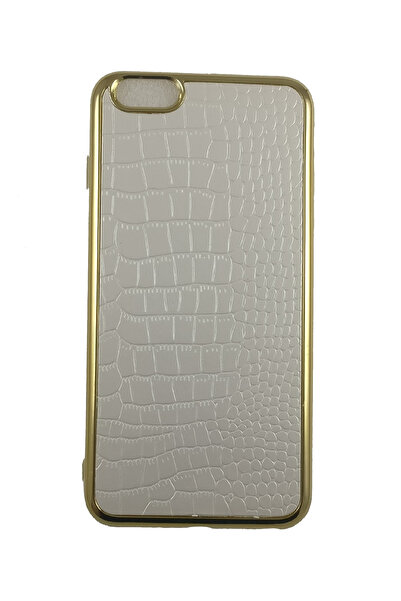 OEM Husă compatibilă cu iPhone 6 Plus, imitație de piele de crocodil, albă cu...