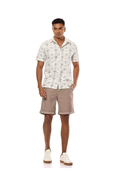 R&B Textured Shorts with Button Closure