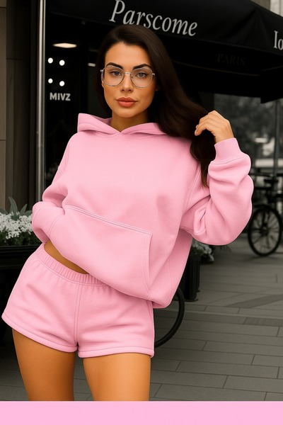 DM DOLCE MORE سترة رياضية بلون واحد للجنسين مصنوعة من القطن الممشط بثلاث خيوط