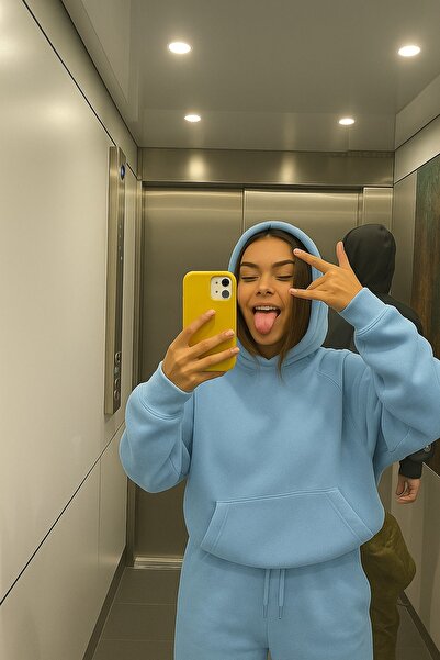 BENROMA Hanorac unisex de culoare uni din bumbac pieptănat cu 3 fire