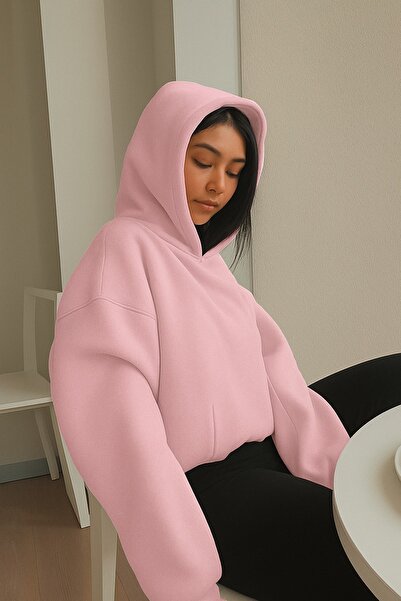 BENROMA سترة رياضية بلون واحد للجنسين مصنوعة من القطن الممشط بثلاث خيوط