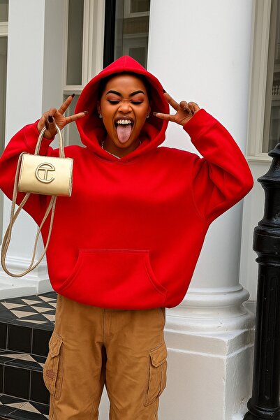 DM DOLCE MORE Hanorac unisex de culoare uni din bumbac pieptănat cu 3 fire