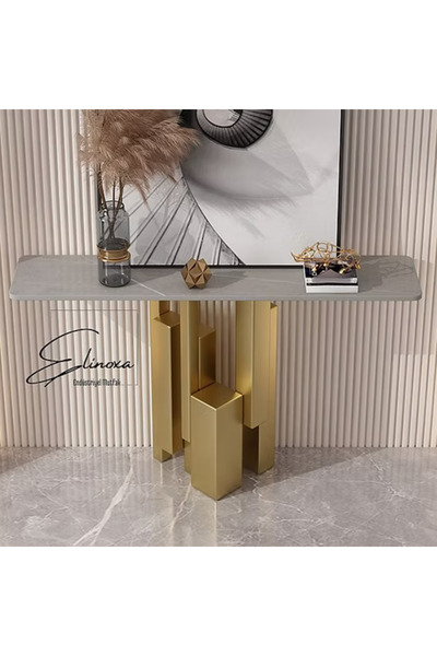 Elinoxa 720-0353 Küp Tasarımlı Metal Konsol Giriş Hol Dresuar 100x35x85