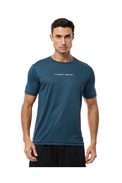 R&B Typography Print Active T-Shirt with Crew Neck and Short Sleeves