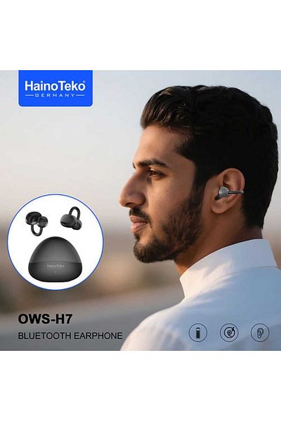 haino teko germany OWS-H7 High-Resolution Bluetooth Earphones with Touch Controls, Built-in Microphone, and Universal Compatibility - Black