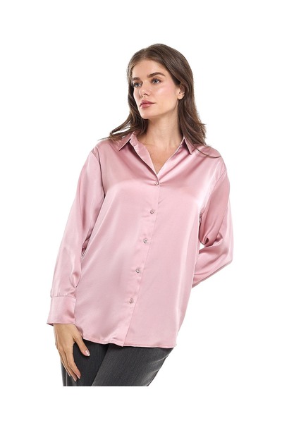 R&B قميص سادة بياقة كلاسيكية وأكمام طويلة