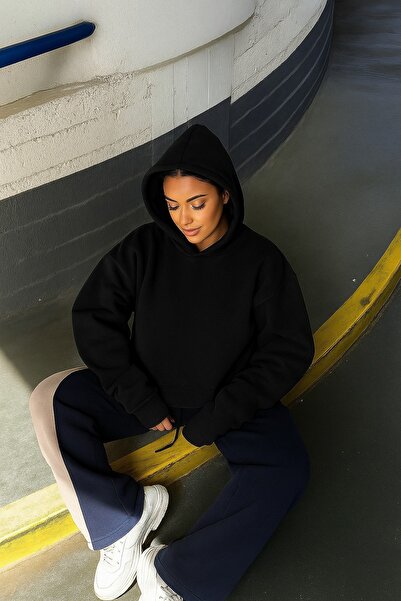 DM DOLCE MORE Hanorac unisex din bumbac pieptănat cu 3 fire, culoare uni