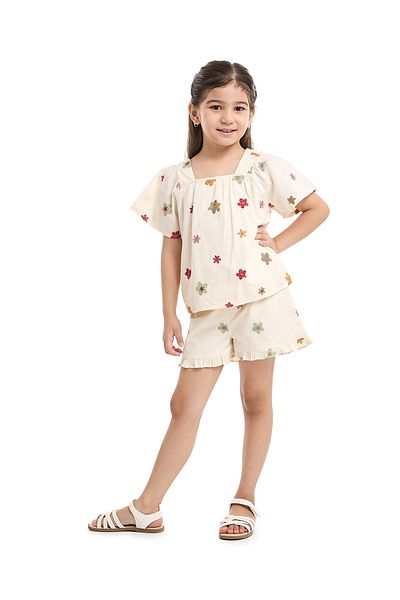 R&B Embroidered Top and Shorts Set