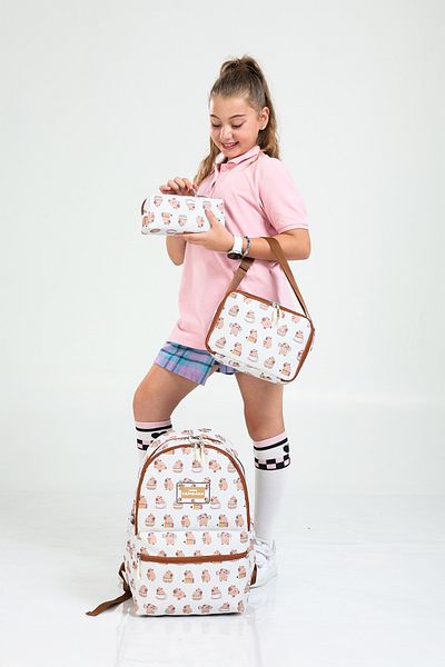 D'VERS Patterned Orthopedic 3-Piece Primary School Middle School School Backpack Set with Nutrition and Pen Holder