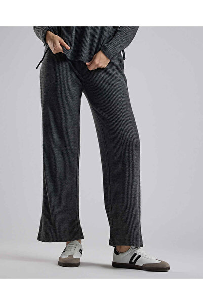 R&B Ribbed Lounge Pants with Drawstring Waist