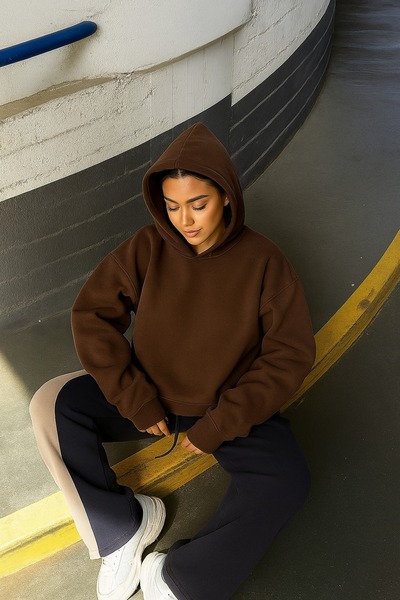 BENROMA سترة رياضية بلون واحد مصنوعة من القطن الممشط بثلاث خيوط للجنسين