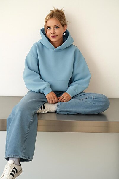 DM DOLCE MORE سترة رياضية بلون واحد مصنوعة من القطن الممشط بثلاث خيوط للجنسين