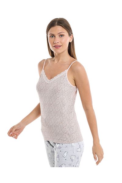 R&B Printed Camisole with Lace Trim