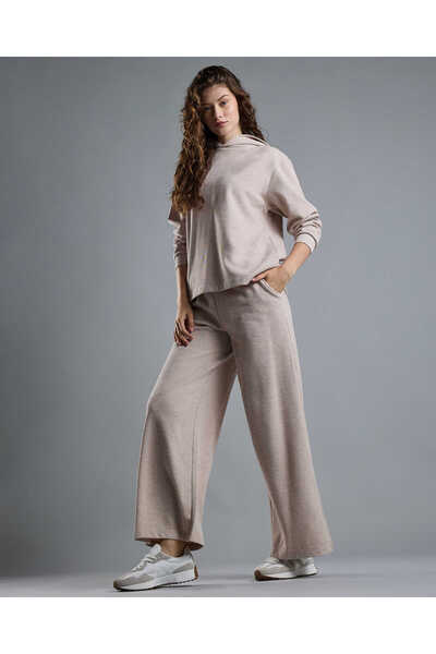 R&B بنطال واسع الساق مضلع مع خصر برباط