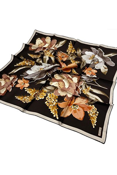 Armine Eșarfă de mătase 2026 iarnă - 9414-38 Bitter Brown Beige Sura