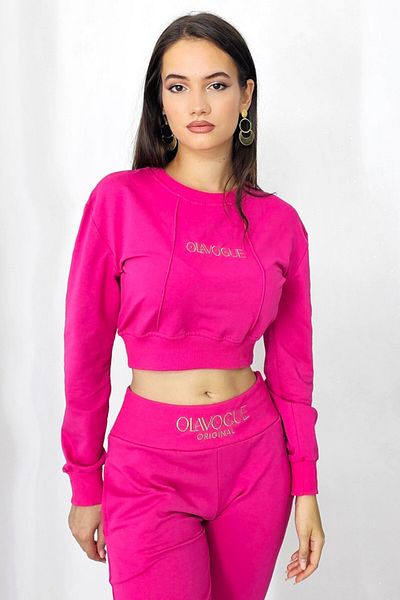 FashionForYou Casual outfit, OlaVogue, pants with pockets and crop top, Pink, XL