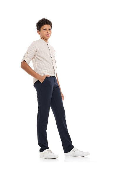 R&B Textured Pants with Drawstring Waist