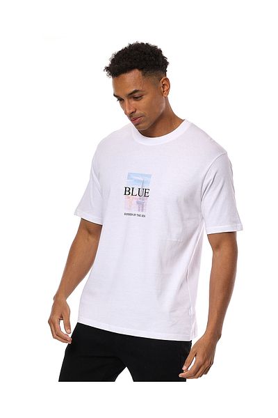 R&B Printed T-Shirt with Crew Neck and Short Sleeves
