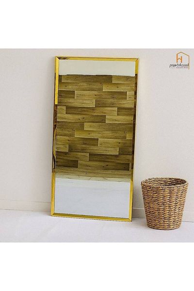 Al Saada Home Limited Quantity Wall Mirror - Steel Frame - Gold - 120x60 cm