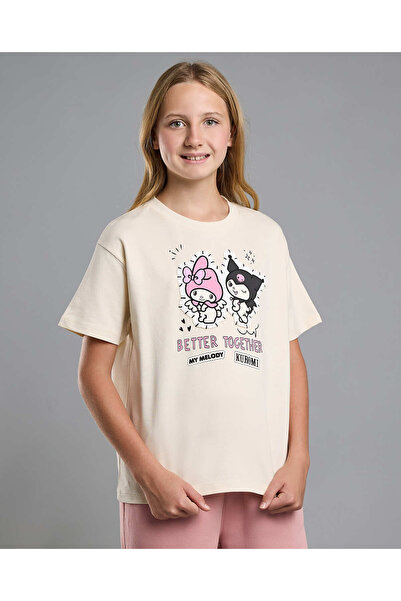 R&B تي شيرت مطبوع عليه كورومي برقبة دائرية وأكمام قصيرة