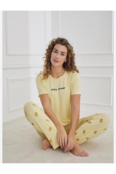 Tutkum Sarı Kadın Pijama Takımı - Rahat, Yumuşak Kumaşlı ve Şık Ev Giyim