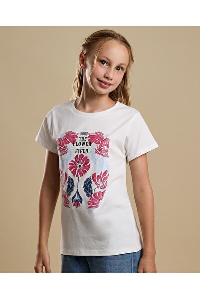 R&B Graphic Print T-Shirt with Crew Neck and Short Sleeves